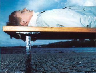 Johan lying on the bridge