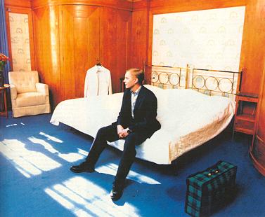 Johan on the hotel bed